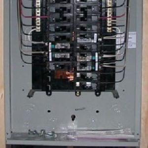 Electrical breaker box close up